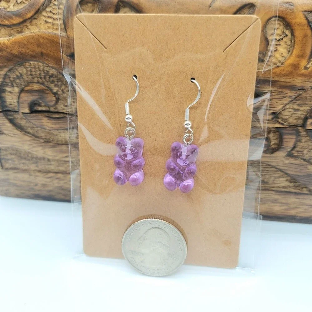 Purple 3D Gummy Bear Earrings